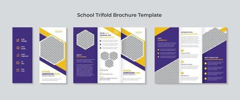 School admission tri-fold brochure template. Kids back to school education admission tri-fold brochure template design.