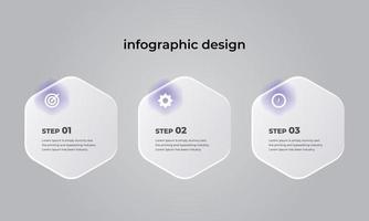 plantilla de diseño de infografía de proceso de negocio con 3 pasos. se puede utilizar para gráficos de información, diagramas, diagramas de flujo y folletos comerciales. vector