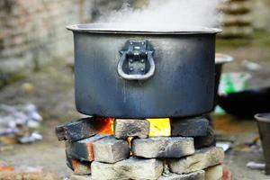 Traditional style of cooking in india. photo