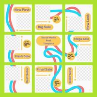 Set of social media puzzle templates with two nice curved lines vector