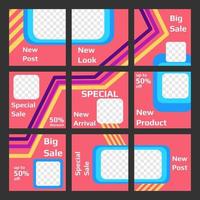 Set of social media puzzle template with a bold outline theme vector