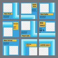 Set of social media puzzle templates with bold geometric lines vector