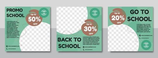 Set of social media post templates with school green. suitable for promotion, business, product, etc. vector