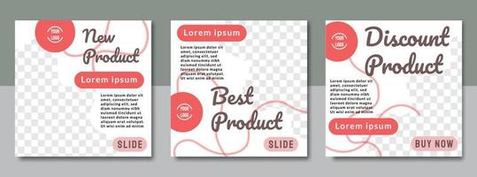 conjunto de plantillas de publicaciones en redes sociales con colores básicos rojo y blanco. adecuado para promoción, negocios, banner, etc. vector