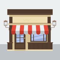 Editable Front View Shop Building Vector Illustration for Additional Element of Poster or Web Page and Banner for Marketing Purposes