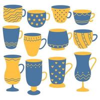 colección de tazas de café en diseño plano vector