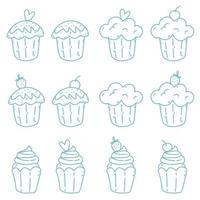 cupcakes with cream and frosting vector