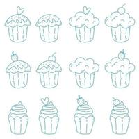 cupcakes with cream and frosting vector