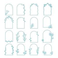 Wedding arches decorated with flowers, leaves vector