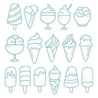 conjunto de iconos de helado, estilo de esquema vector