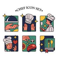 conjunto de iconos de chef vector