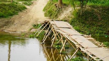 village head builds bamboo bridge at bihar photo