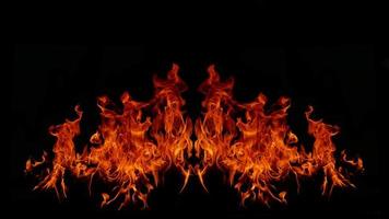 Flame Flame Texture For Strange Shape Fire Background Flame meat that is burned from the stove or from cooking. danger feeling abstract black background Suitable for banners or advertisements. photo