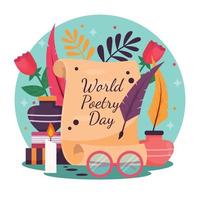 World Poetry Day Scroll Concept vector