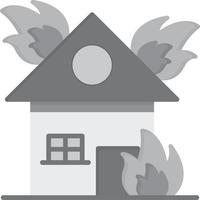 casa en llamas plana en escala de grises vector
