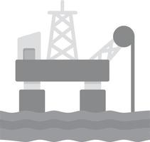 Oil Platform Flat Greyscale vector