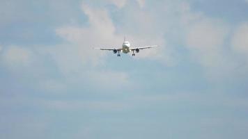 Airplane approaching before landing on runway 18R. Airport of Amsterdam, Netherlands video