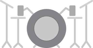 Drum Set Flat Greyscale vector