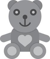 oso de peluche plano en escala de grises vector