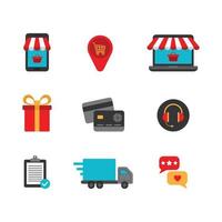 conjunto de iconos de elementos de compras en línea vector