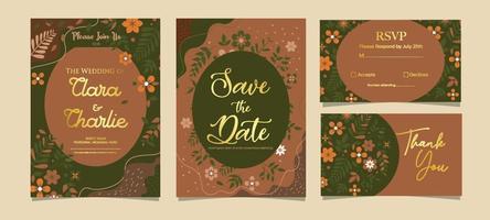 Nature Themed Wedding Invitation Template vector