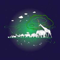 World environment or wildlife day with animal in nature of paper art style ,vector or illustration with travel or forest conservation concept vector