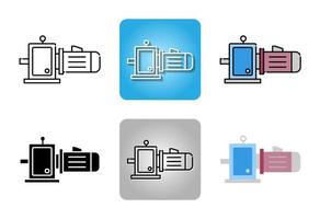 conjunto de iconos de motor eléctrico y engranaje aislado sobre fondo blanco para diseño web vector