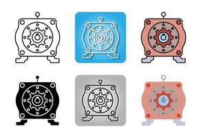 gear of electric motor and icon set isolated on white background for web design vector