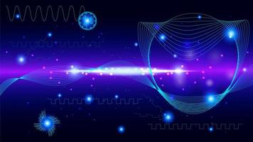 UI Hi-tec interface blue abstract digital technology with glowing particles, vector illustration