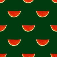 Seamless pattern with iIllustration a watermelon slices on a dark background vector