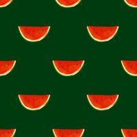 Seamless pattern with iIllustration a watermelon slices on a dark background vector