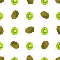 Seamless pattern with iIlustration a kiwi on a white background vector