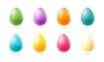 conjunto de huevos de pascua 3d realistas de colores con sombra aislado sobre fondo blanco. ilustración de stock vectorial. vector