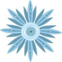 Blue crystal ice flower vector illustration for graphic design and decorative element