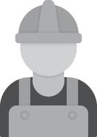 Worker Flat Greyscale vector