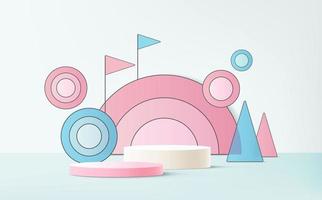 Round podium for product presentation in 3d creative composition. vector