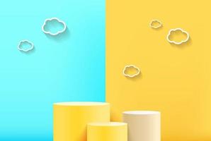 Minimal background mock up with podium for product display. 3d rendering. vector