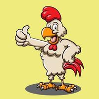 Happy Chicken Cartoon Thumb Up with Smile Face vector