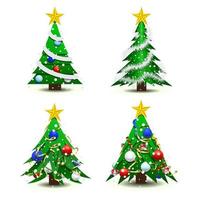 Christmas Tree Icon Color With Star White Background vector