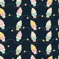 seamless pattern with cute ice cream in pastel color background vector