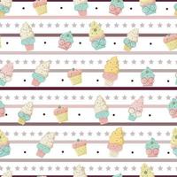 seamless pattern with cute ice cream in pastel color background vector