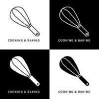 icono de utensilios de cocina batidor. logotipo del utensilio mezclador de mano. símbolo de vector de equipo de panadero