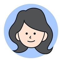 Ilustración de vector de mascota de perfil de mujer. dibujos animados de icono de personaje de avatar femenino. chica cabeza cara negocio usuario logo