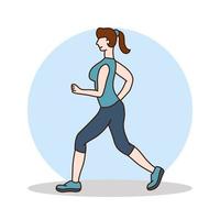 Woman Run and Workout Logo. Female Health Lifestyle Mascot Vector Illustration