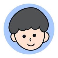 niño avatar icono de dibujos animados. Ilustración de vector de mascota de perfil masculino joven. logotipo de usuario de empresa de cara de cabeza