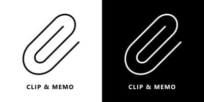 logotipo de icono de papel de clip. etiqueta memo y marca marcador ilustración vectorial vector