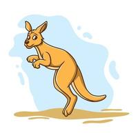 Kangaroo Icon Logo Sticker Cartoon. Animals Wildlife Of Australia Cute Character Mascot Vector Illustration