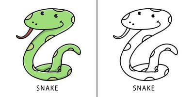 dibujos animados de icono de serpiente. animal reptil personaje símbolo vector niños libro para colorear