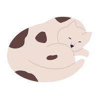 Sleeping Cat Doodle style Cozy Autumn. Flat vector illustration