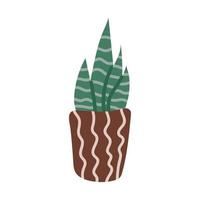 Cactus in a pot Doodle style Cozy autumn. Flat vector illustration